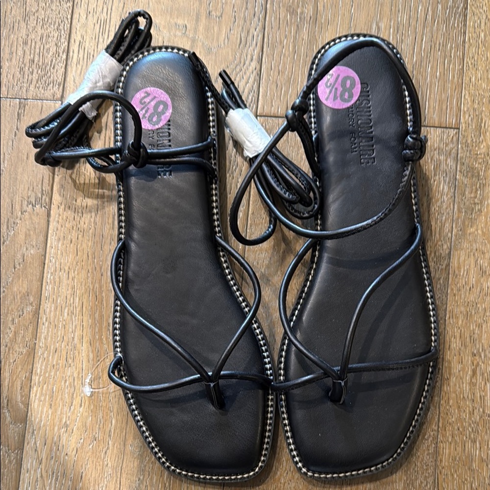 Black Minimalist Sandals with Crisscross Straps